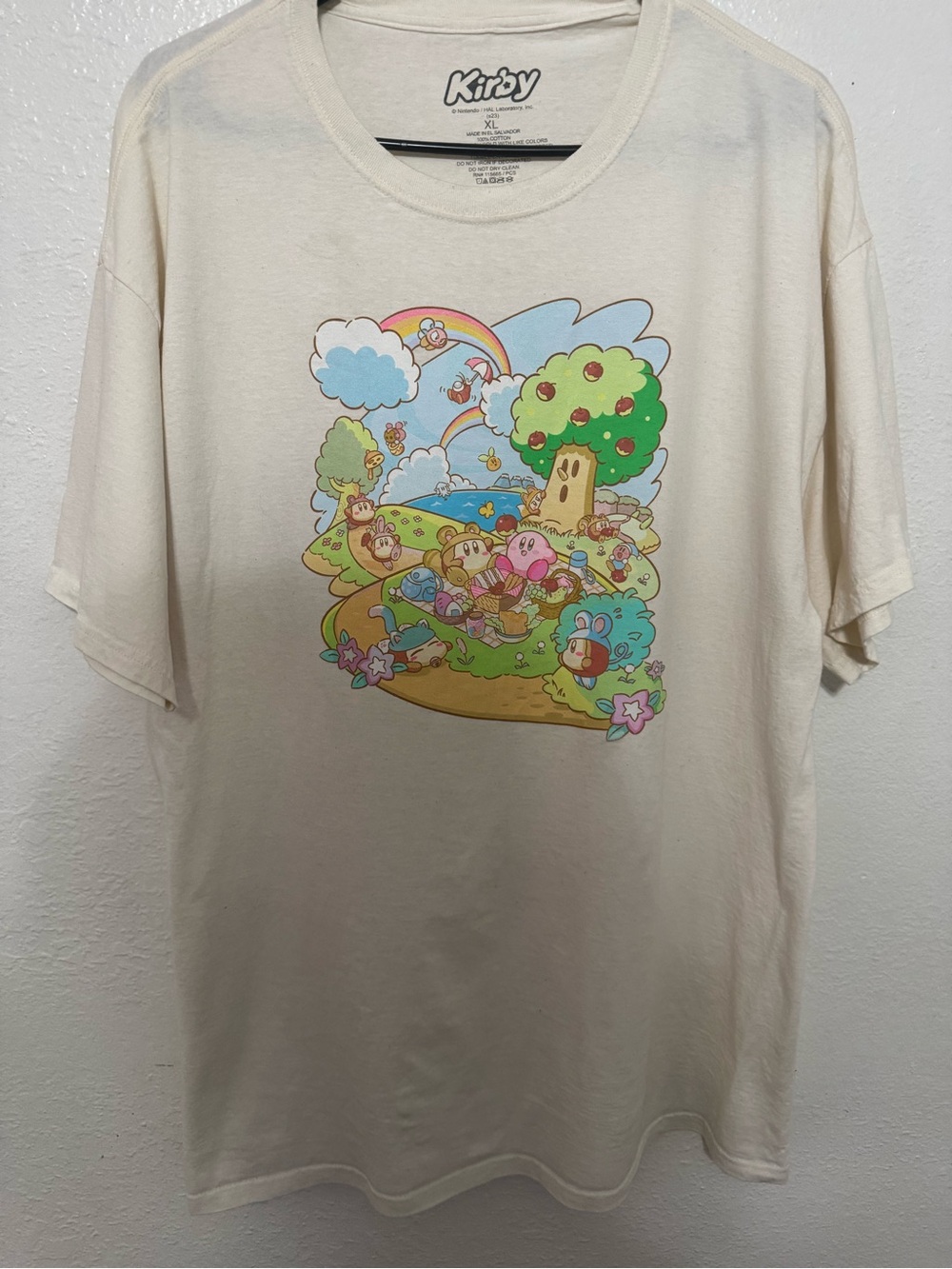 Kirby Graphic Print White Cotton Crew Neck Short Sleeve T-Shirt Size XL